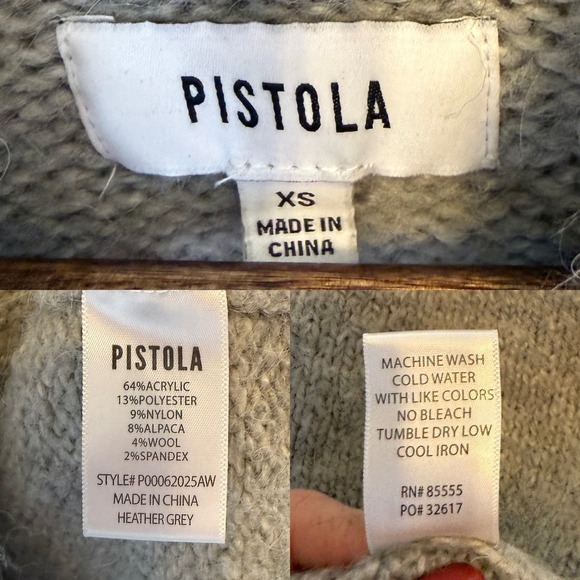 Pistola Carlen Mock Neck Sweater Gray size XS - Picture 5 of 5